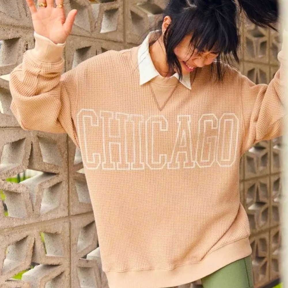 Aerie waffle knit oversized Chicago sweatshirt